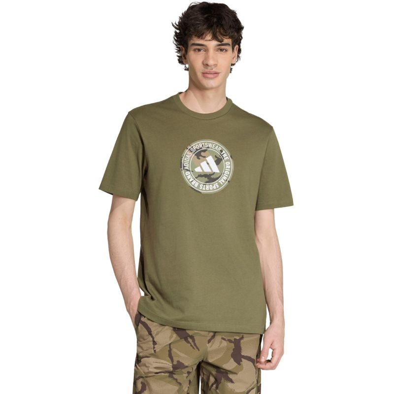 Pánské tričko adidas Camo v olivové barvě KC7164