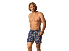 Pánské plavkové kraťasy Happy Shorts long SM29-48 Tmavě modrá mix - Self 2