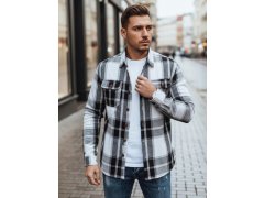 Pánská kostkovaná flanelová košile DX2673 černobílá - FashionStreet 3