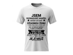Pánské bavlněné tričko s potiskem - JSEM ROZMAZLENÝ MANŽEL - tyrkys 1