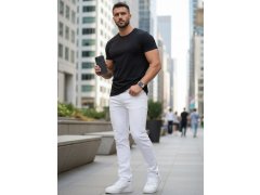 Pánské bílé džíny slim fit UX4487 bílé - FashionStreet 3