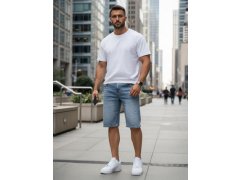 Pánské džínové šortky s páskem SX2577 modré - FashionStreet 1