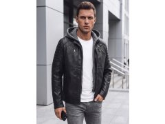 Pánská kožená bunda s kapucí TX4950 černá - FashionStreet 1
