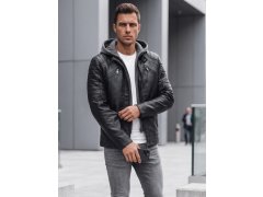 Pánská kožená bunda s kapucí TX4950 černá - FashionStreet 2