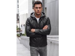 Pánská kožená bunda s kapucí TX4950 černá - FashionStreet 3