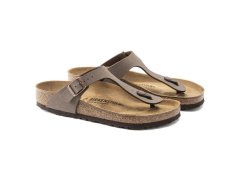 Pánské šedé žabky Birkenstock Gizeh Birko-Flor Nubuck Stone regular wide (43391) dámské 2