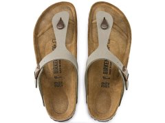 Pánské šedé žabky Birkenstock Gizeh Birko-Flor Nubuck Stone regular wide (43391) dámské 6