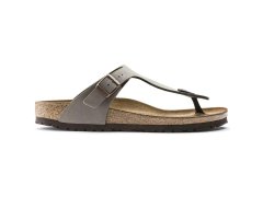 Pánské šedé žabky Birkenstock Gizeh Birko-Flor Nubuck Stone regular wide (43391) dámské 7