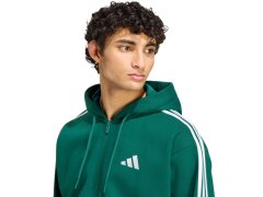 Pánská mikina adidas Essentials 3-Stripes Fleece s celopropínacím zipem s kapucí, zelená, KZ1412 3