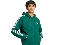 Pánská mikina adidas Essentials 3-Stripes Fleece s celopropínacím zipem s kapucí, zelená, KZ1412 4