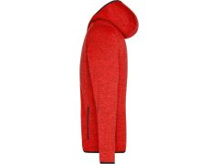 Daiber JN 589 Pánská pletená fleecová bunda s kapucí 02.0589 red melange/black 8