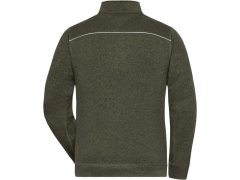Daiber JN 898 Pánská pracovní pletená fleece bunda - Solid 02.0898 olive melange/black 7