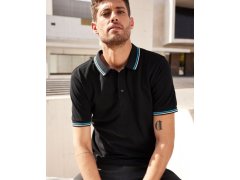 Daiber JN 1306 Pánské těžké piqué polo s&nbsp;proužky 02.1306 black/white/red 5