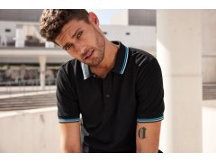 Daiber JN 1306 Pánské těžké piqué polo s&nbsp;proužky 02.1306 black/white/red 7