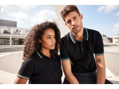 Daiber JN 1306 Pánské těžké piqué polo s&nbsp;proužky 02.1306 black/white/grey 2