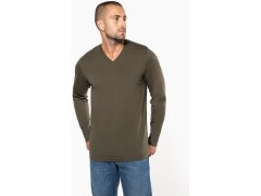 Kariban K 358 Pánské tričko do V s&nbsp;dl. rukávem 20.K358 dark khaki 6