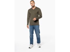 Kariban K 358 Pánské tričko do V s&nbsp;dl. rukávem 20.K358 dark khaki 7