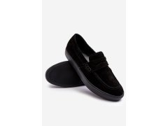 Mužské semišové polobotky Loafersy Zazoo 1574 Černé 3
