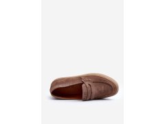 Mužské Semišové Polobotky Loafersy Zazoo 1574 Tmavě Beige 2