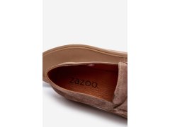 Mužské Semišové Polobotky Loafersy Zazoo 1574 Tmavě Beige 5