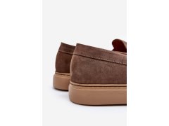 Mužské Semišové Polobotky Loafersy Zazoo 1574 Tmavě Beige 6