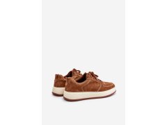 Pánské sneakersy na platformě z broušené kůže Big Star OO174014 hnědé 2