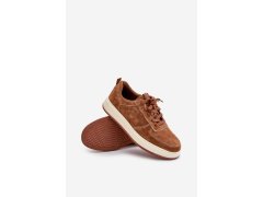 Pánské sneakersy na platformě z broušené kůže Big Star OO174014 hnědé 4