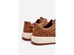 Pánské sneakersy na platformě z broušené kůže Big Star OO174014 hnědé 6