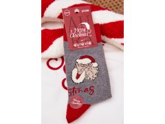 Pánské vánoční ponožky s&nbsp;nápisem a&nbsp;Santa Claus šedé 1