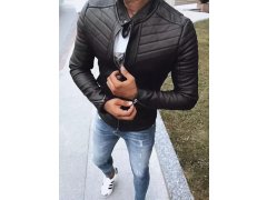 Pánská kožená bunda TX4243 černá - FashionStreet