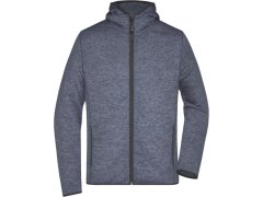 Daiber JN 589 Pánská pletená fleecová bunda s kapucí 02.0589 denim melange/black