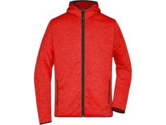 Daiber JN 589 Pánská pletená fleecová bunda s kapucí 02.0589 red melange/black