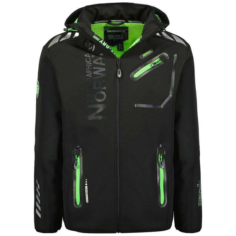 Geographical Norway – pánská softshellová bunda ROYAUTE BLACK / GREEN DB MEN 068 BLACK / GREEN (WY8026H/GN-NOIR / VERT)
