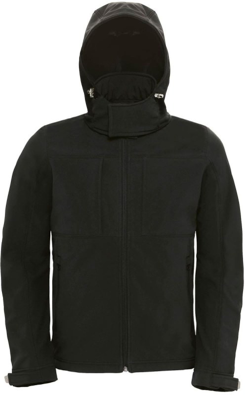 B&C Hooded Softshell /men Pánská 3-vrstvá softshellová bunda s&nbsp;kapucí 01.1950 black - Pánské oblečení bundy