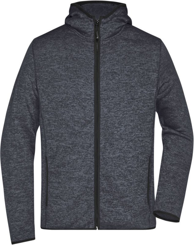 Daiber JN 589 Pánská pletená fleecová bunda s kapucí 02.0589 dark melange/black