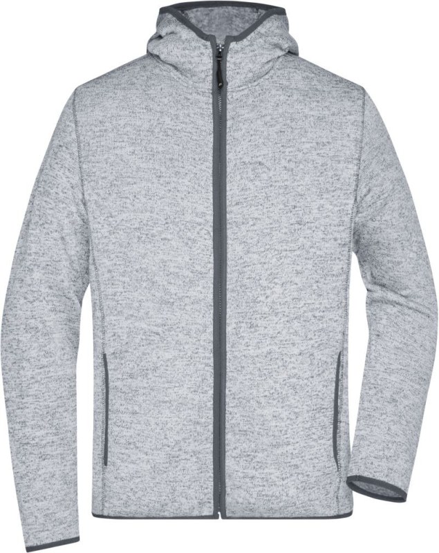 Daiber JN 589 Pánská pletená fleecová bunda s kapucí 02.0589 light melange/carbon