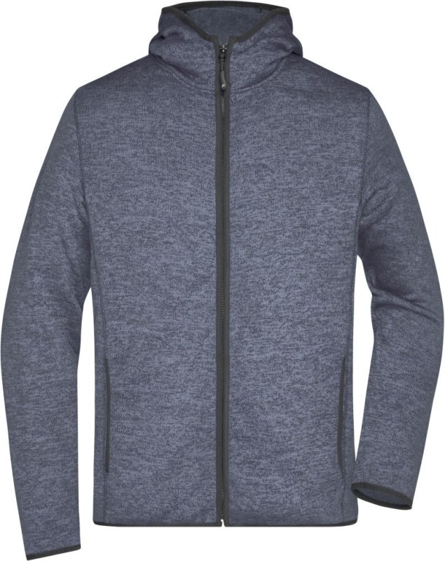 Daiber JN 589 Pánská pletená fleecová bunda s kapucí 02.0589 denim melange/black