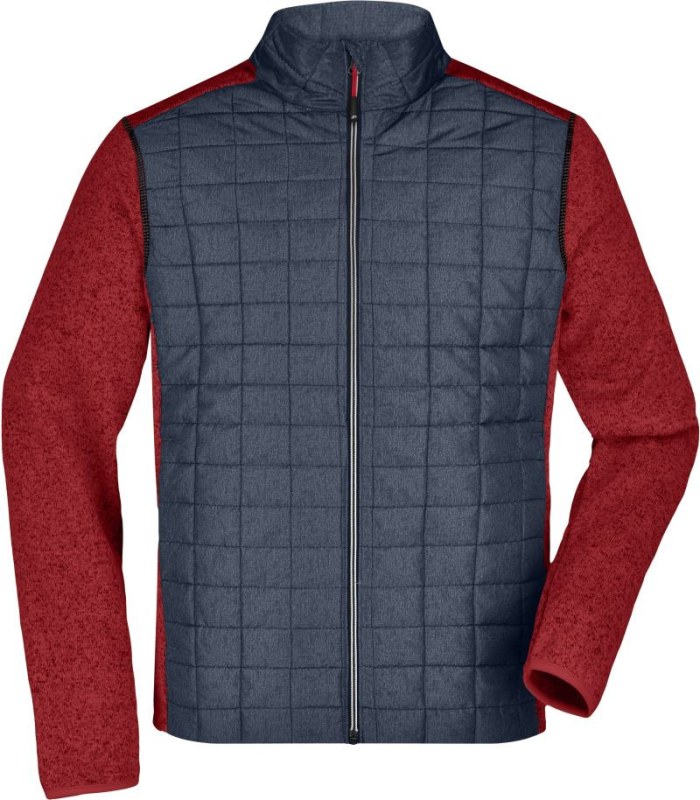 Daiber JN 742 Pánská pletená hybridní bunda 02.0742 red melange/anthracite melange