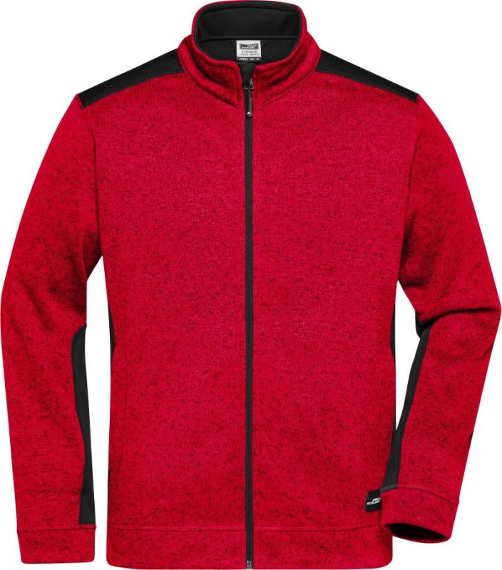 Daiber JN 862 Pánská pracovní bunda pletený fleece - Strong 02.0862 red melange/black