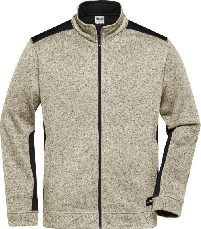 Daiber JN 862 Pánská pracovní bunda pletený fleece - Strong 02.0862 stone melange/black