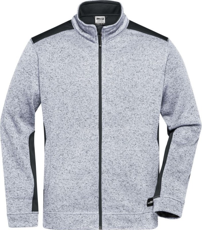 Daiber JN 862 Pánská pracovní bunda pletený fleece - Strong 02.0862 white melange/carbon - Pánské oblečení bundy