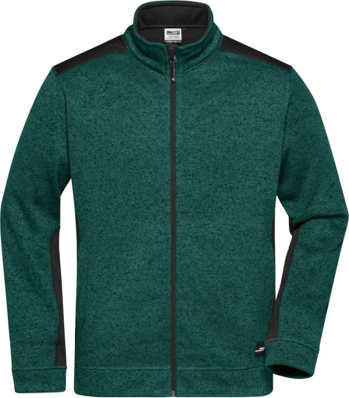 Daiber JN 862 Pánská pracovní bunda pletený fleece - Strong 02.0862 dark green melange/black
