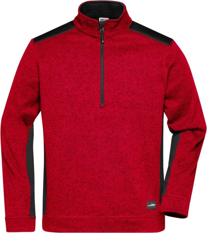 Daiber JN 864 Pánská pracovní fleece bunda 1/2 zip - Strong 02.0864 red melange/black
