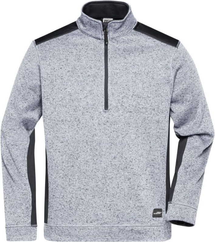 Daiber JN 864 Pánská pracovní fleece bunda 1/2 zip - Strong 02.0864 white melange/carbon