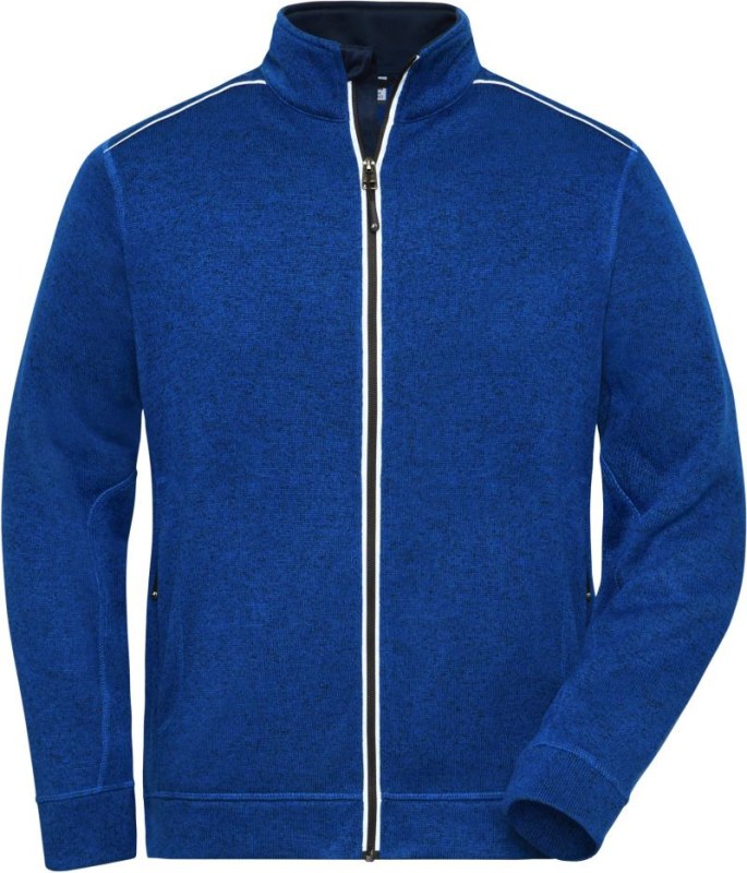 Daiber JN 898 Pánská pracovní pletená fleece bunda - Solid 02.0898 dark royal melange/navy