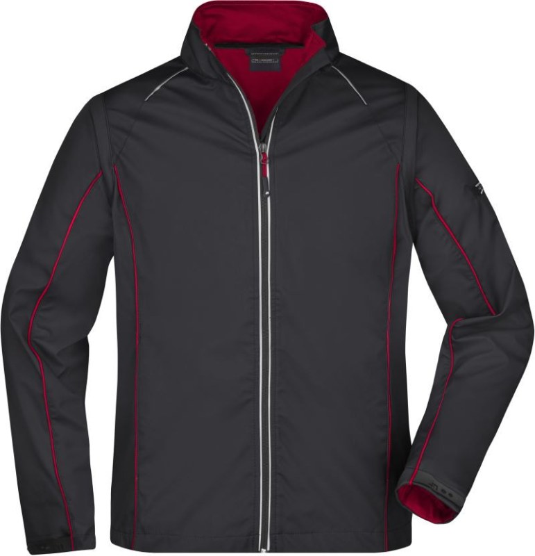 Daiber JN 1122 Pánská softshell bunda s odepínacími rukávy 02.1122 black/red