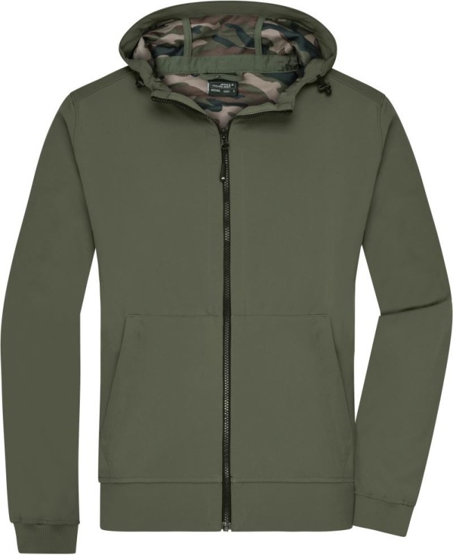 Daiber JN 1146 Pánská 2-vrstvá softshellová bunda s kapucí 02.1146 olive/camouflage