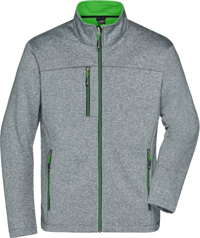 Daiber JN 1148 Pánská 2-vrstvá melanžová softshell bunda 02.1148 dark melange/green