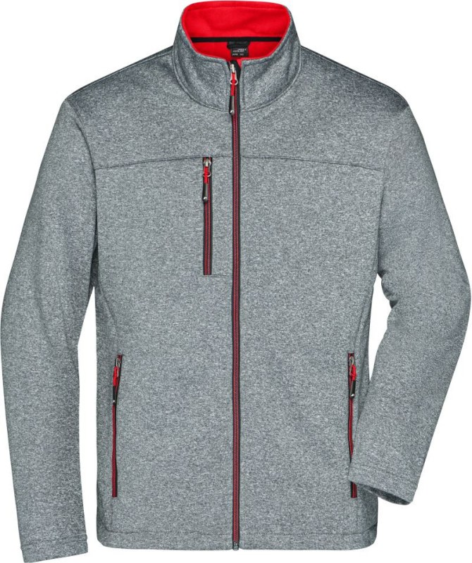 Daiber JN 1148 Pánská 2-vrstvá melanžová softshell bunda 02.1148 dark melange/red