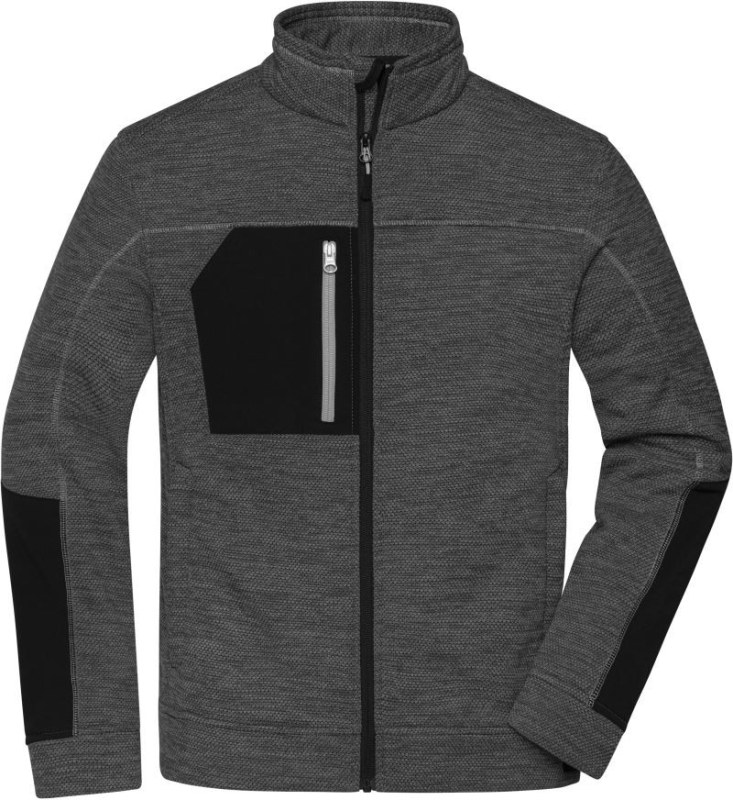 Daiber JN 1818 Pánská pletená fleecová bunda 02.1818 black melange/black/silver - Pánské oblečení bundy